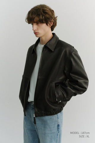 UNISEX DRIZZLER LEATHER JACKET BLACK