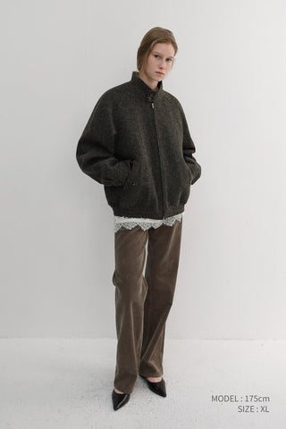 UNISEX HARRINGTON WOOL BLOUSON BROWN