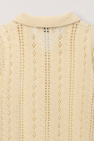 COLLARED HALF SLEEVE CARDIGAN BUTTER