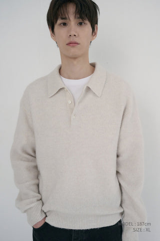 UNISEX HAIRY COLLARED SWEATER IVORY