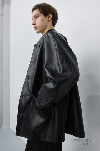 UNISEX LILY ALTER-LEATHER HALF JACKET BLACK