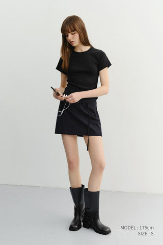 BELTED MINI SKIRT DEEP NAVY