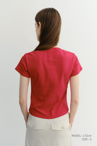 V-NECK SLIM TOP RED