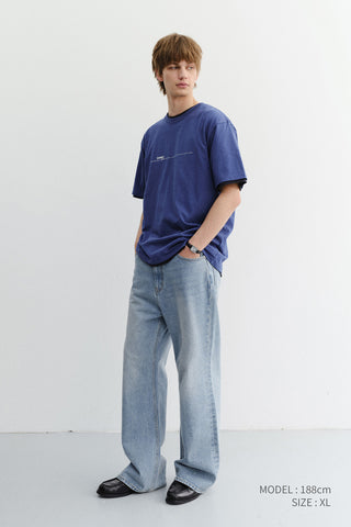 UNISEX MINIMAL LETTERING T-SHIRT BLUE