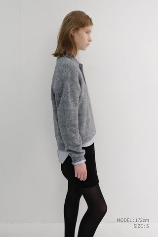 UNISEX HAIRY COLLARED SWEATER MELANGE GREY