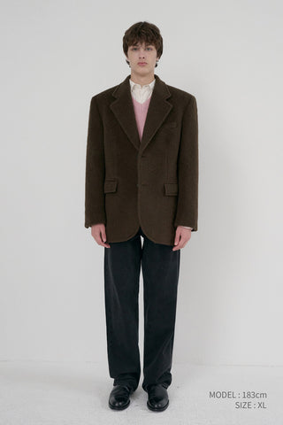 UNISEX ALPACA BLAZER COAT BROWN