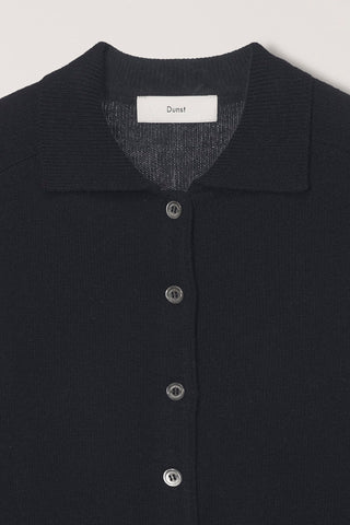 UNISEX COLLARED KNIT CARDIGAN BLACK