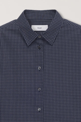 ESSENTIAL SLIM CHECKED SHIRT BLUE NAVY