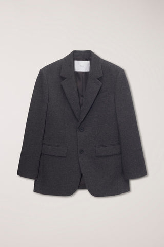 UNISEX CLASSIC 2 BUTTON WOOL BLAZER CHARCOAL BROWN