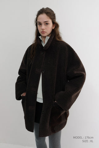 UNISEX REVERSIBLE SOFT SHEARLING HALF JACKET DARK BROWN