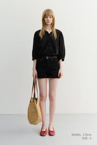 MINI DENIM SHORTS BLACK