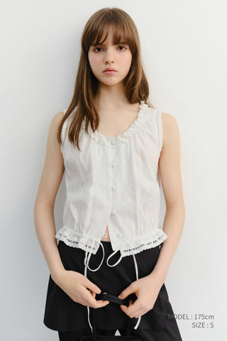 FRILL SLEEVELESS BLOUSE WHITE