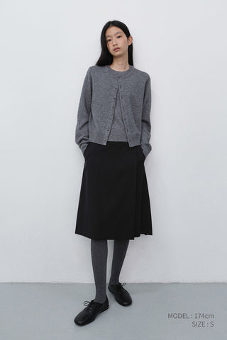 HALF SLEEVE KNIT TOP MELANGE GREY
