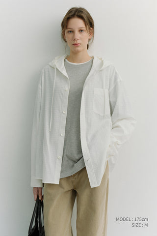 UNISEX CLASSIC HOODED SHIRT WHITE CHECK