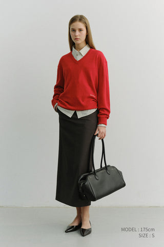 H-LINE STRIPED MAXI SKIRT GREY STRIPE