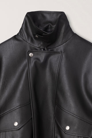 UNISEX CROPPED ALTER-LEATHER BLOUSON GREYISH KHAKI