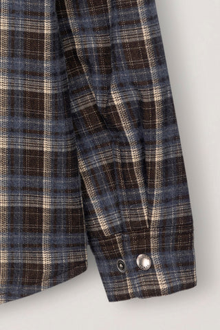 UNISEX QUILTED FLANNEL SHIRT BROWN CHECK