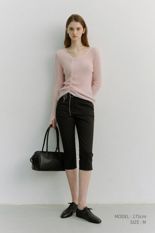 2-WAY SHIRRING KNIT TOP SOFT PINK