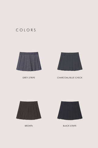 PLEATS MINI STRIPED SKIRT GREY STRIPE