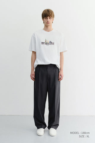 UNISEX APPLIQUE YACHT T-SHIRT OFF WHITE