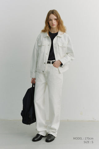 UNISEX DENIM TRUCKER JACKET IVORY