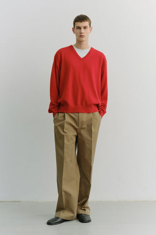 UNISEX SOFT V-NECK SWEATER TOMATO RED