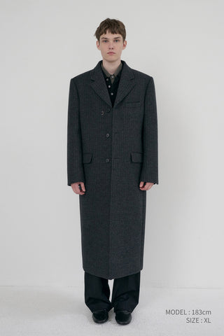 UNISEX 2-WAY 3 BUTTON COAT GREY STRIPE