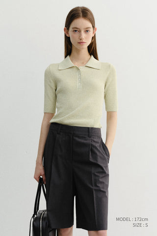 BUTTONED SLIM POLO KNIT MINT
