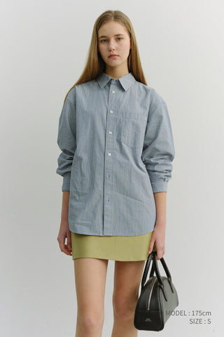UNISEX 2-WAY OVERSIZED STRIPED SHIRT BLUE STRIPE