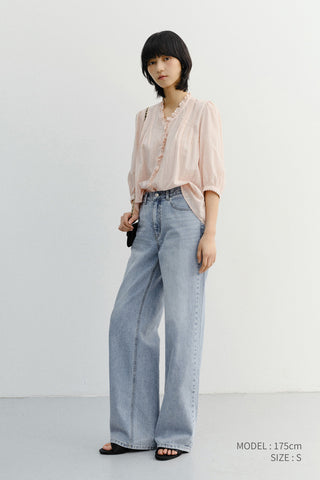 JANE FRILL BLOUSE SOFT PINK