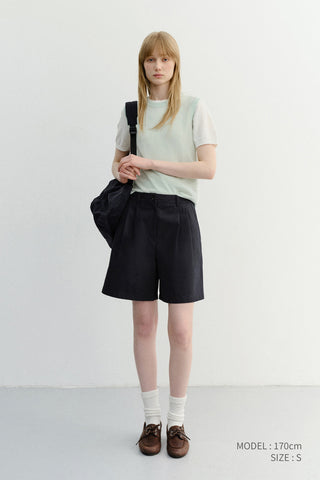 DOUBLE PLEATED BERMUDA SHORTS NAVY