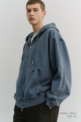 UNISEX GARMENT DYED ZIP-UP HOODIE NAVY
