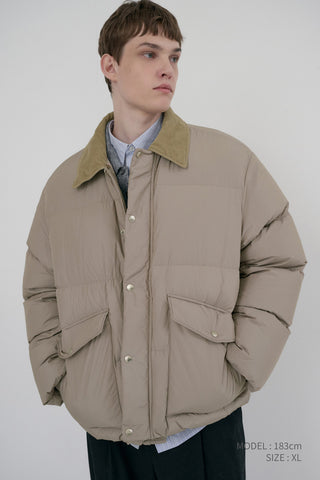 UNISEX COLLARED GOOSE DOWN JACKET BEIGE