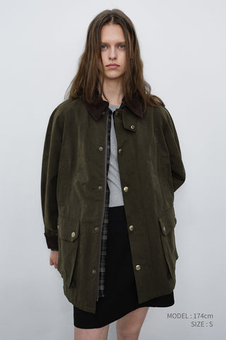 UNISEX WAXED COTTON HUNTING JACKET KHAKI