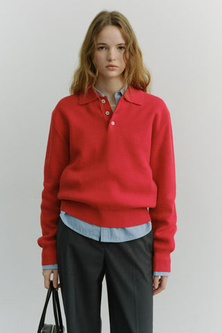 UNISEX CASHMERE COLLARED SWEATER RED