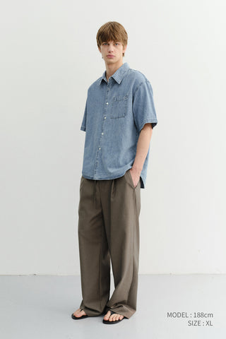 UNISEX LINEN DENIM SHIRT LIGHT BLUE