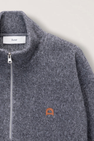 UNISEX HALF ZIP-UP FLEECE SWEATSHIRT MELANGE GREY