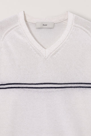 UNISEX V-NECK STRIPED SWEATER CREAM
