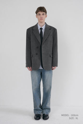 UNISEX LAYERED CASHMERE BLAZER CHARCOAL GREY