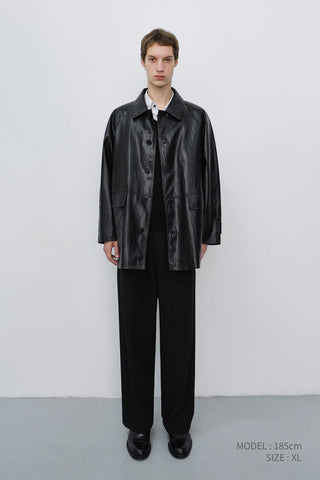 UNISEX LILY ALTER-LEATHER HALF JACKET BLACK