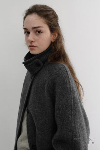BELTED HALF COAT CHARCOAL GREY