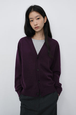 UNISEX V-NECK CARDIGAN PLUM