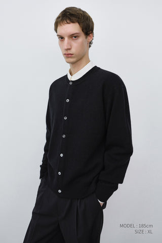 UNISEX CREWNECK KNIT CARDIGAN BLACK