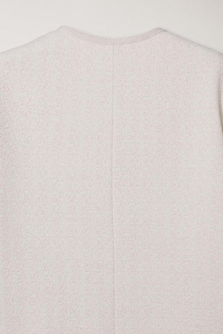 UNISEX COLLARLESS TWEED JACKET CREAM