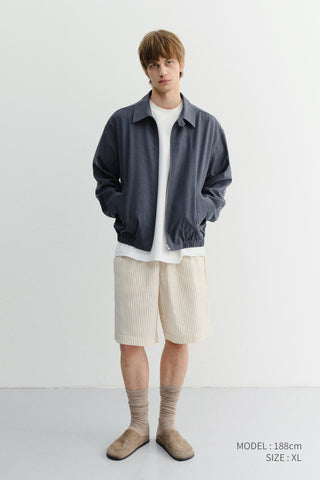 UNISEX COLLARED LIGHT BLOUSON JACKET SMOKY NAVY