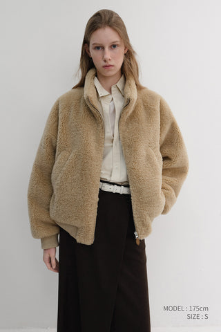 UNISEX BOA FLEECE BLOUSON CAMEL BEIGE
