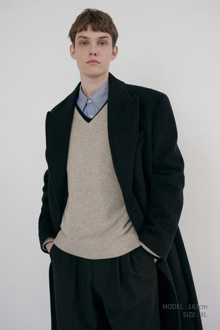 UNISEX SOFT VOLUME V-NECK SWEATER LIGHT PEBBLE