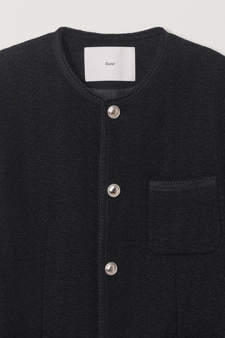 UNISEX COLLARLESS TWEED JACKET BLACK