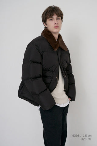 UNISEX COLLARED GOOSE DOWN JACKET BLACK