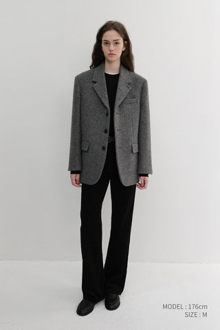 UNISEX 3 BUTTON WOOL BLAZER GREY